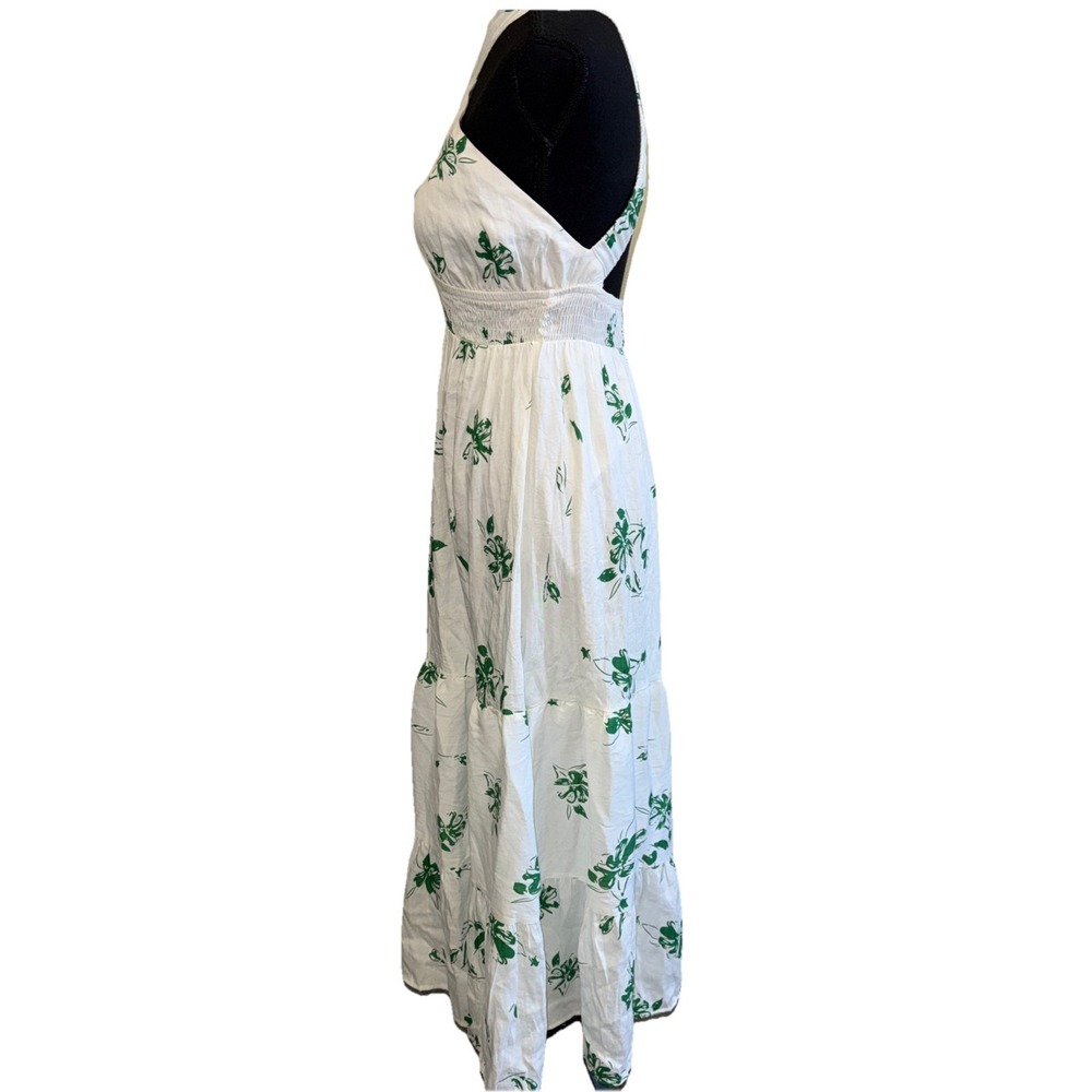 Reverse Dainty‎ Floral Crossover Midi Dress Sz Small Grern/White - Picture 6 of 13